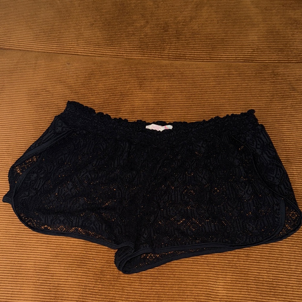 OP Black Lace Swim Cover Up Shorts Juniors Size XL 15-17